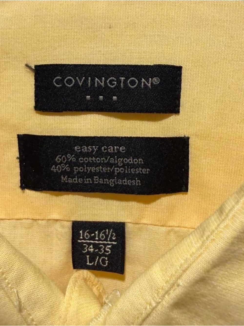 Covington Men's Long-Sleeve Dress Shirt in Pale Yellow - Picture 3 of 4